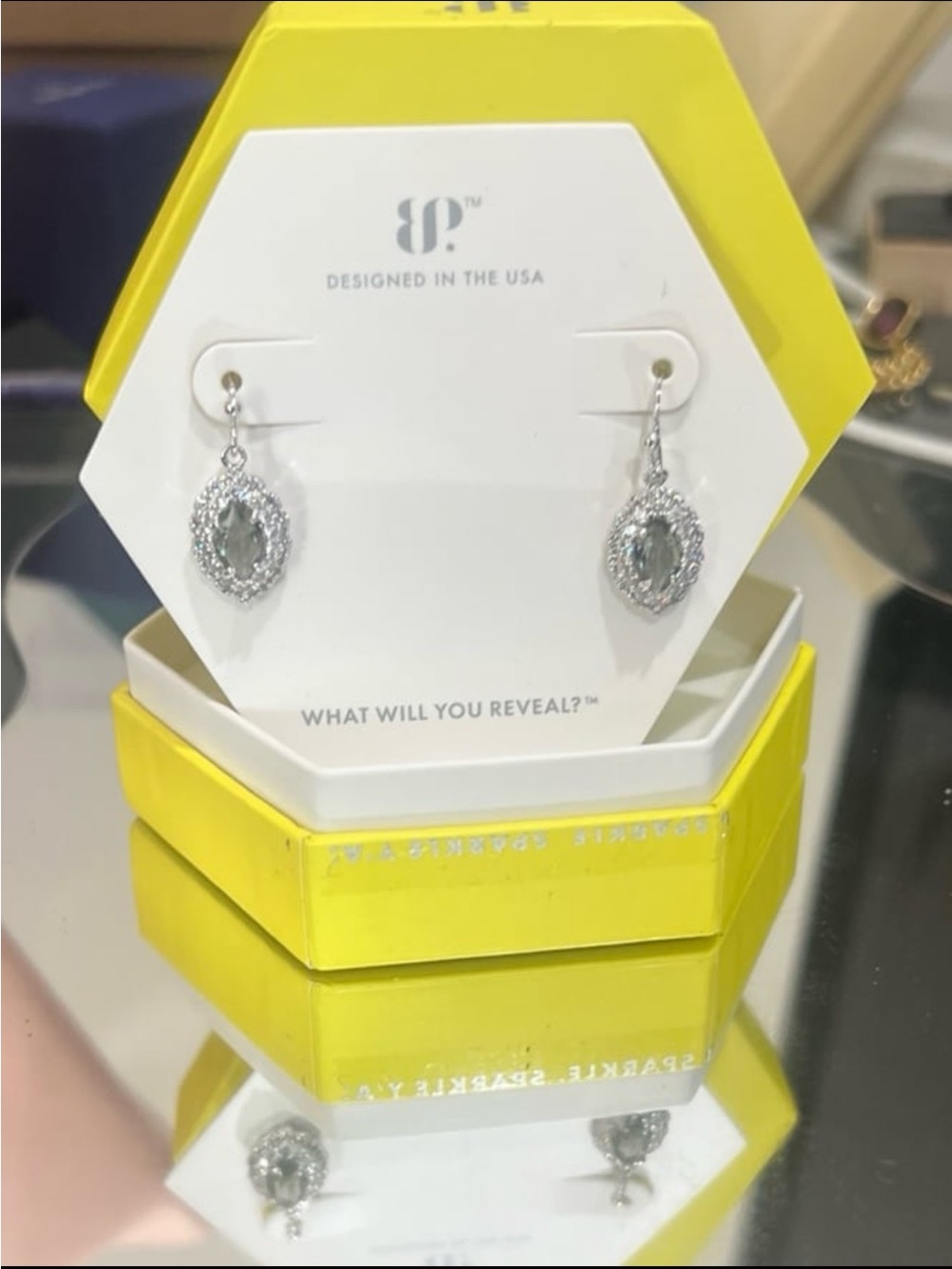 RBP4697 lab created green spinal tourmaline rhodium earrings